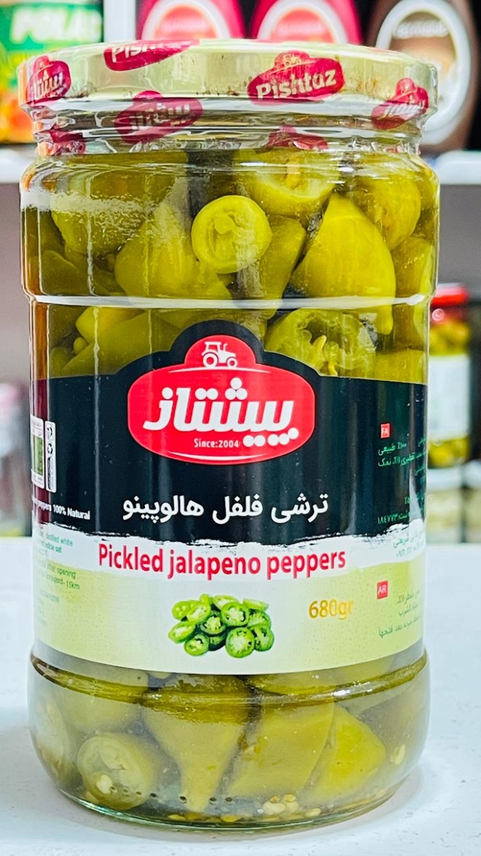 Pishtaz Pickled Jalapeño Peppers 680g Iranian Import 100% Natural Gul99 Pishtaz Pickled Jalapeño Peppers 680g Iranian Import 100% Natural Gul99
