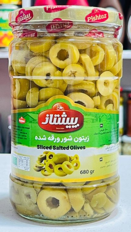 Pishtaz Sliced Salted Olives 680g