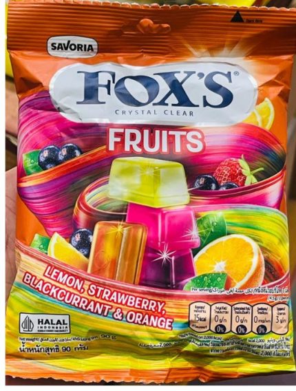 Fox’s Crystal Clear Mixed Fruit Candy 90g – Lemon, Strawberry, Blackcurrant & Orange (Imported from Indonesia)