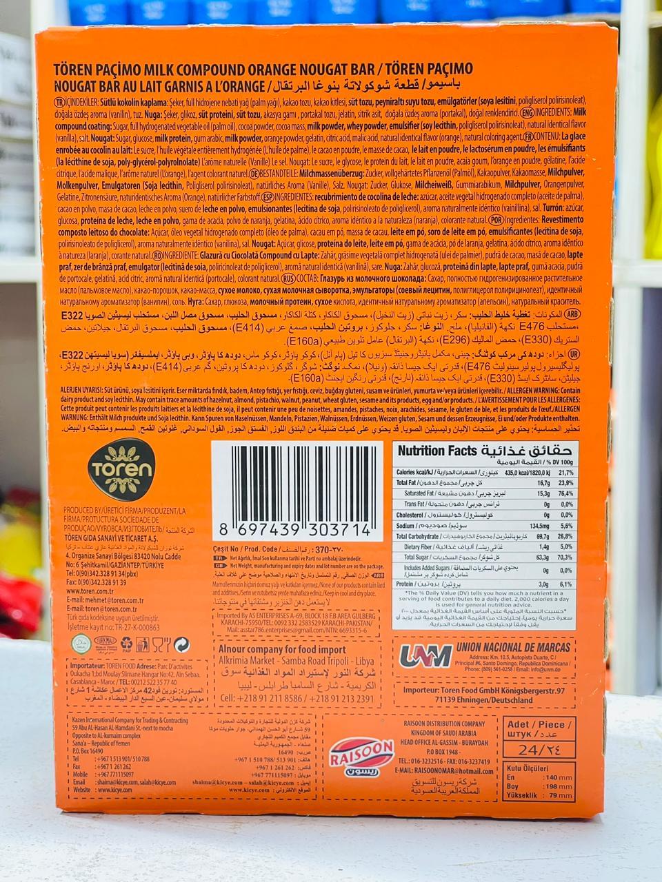 Toren Pacimo Orange Nougat Bar 24pcs